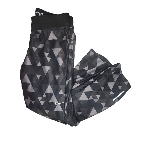 Women's Nike Dri Fit Triangular Patterned Leggings - Black and Gray Size Small - Picture 4 of 4